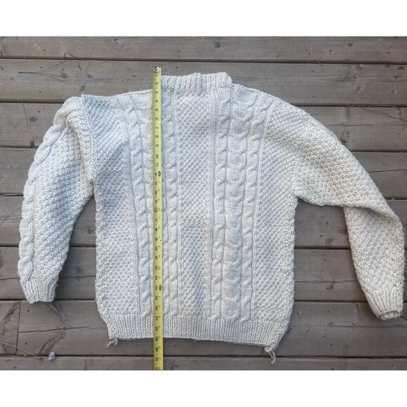 Nuevo Americana Women's Size L Wool Hand Knit Sweater Cardigan Ivory - Picture 9 of 10